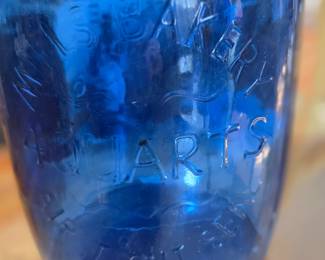 #125	Mills Bakery 4 quart blue air tight jar 11"	 $30.00 
