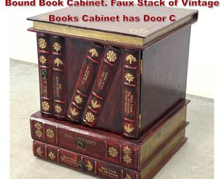 Lot 514 Maitland Smith style Faux Leather Bound Book Cabinet. Faux Stack of Vintage Books Cabinet has Door C