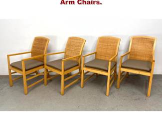 Lot 364 Set 4 Woven Rattan and Wood Arm Chairs. 