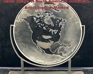 Lot 116 RIEDEL Austrian Lead Crystal Plate. Relief Image of North American Continent. Artist Signed. Marked 