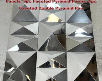 Lot 426 9 Chromed Finish Modernist Acrylic Panels. 5pc Faceted Pyramid Forms. 4pc Faceted Double Pyramid Pan