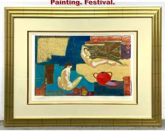 Lot 536 Cheli Lindsey Mixed Media Painting. Festival. 