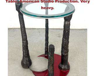 Lot 46 Heavy Steel and Forged Iron Side Table. American Studio Production. Very heavy. 