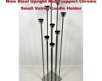Lot 139 Tall Floor Model Steel Candelabra. Nine Steel Upright Rods support Chrome Small Votive Candle Holder