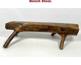 Lot 67 Primitive Natural wood Log Low Bench Stool. 