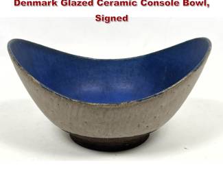 Lot 20 60s Danish Modern Thomas Toft Denmark Glazed Ceramic Console Bowl, Signed