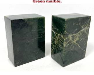 Lot 104 Pr Polished Natural Stone Bookends. Green marble. 