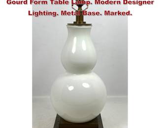 Lot 103 VISUAL COMFORT White Glass Gourd Form Table Lamp. Modern Designer Lighting. Metal Base. Marked. 