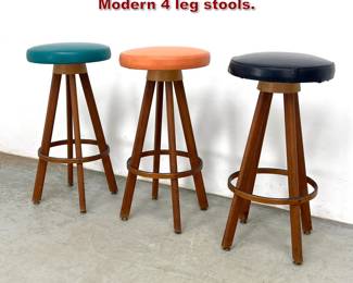 Lot 203 Set 3 Hans Olsen Barstools. Danish Modern 4 leg stools. 