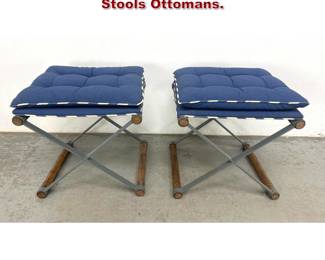 Lot 61 Pair Cleo Baldwin Style X Base Stools Ottomans. 