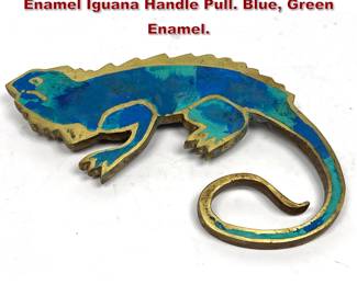 Lot 13 After Pepe Mendoza style Inlaid Enamel Iguana Handle Pull. Blue, Green Enamel. 