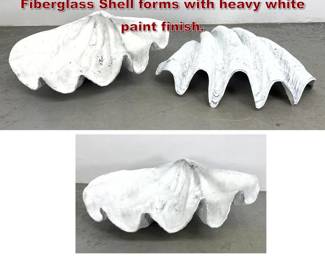 Lot 315 3pc Large Faux Giant Clam Shells. Fiberglass Shell forms with heavy white paint finish. 