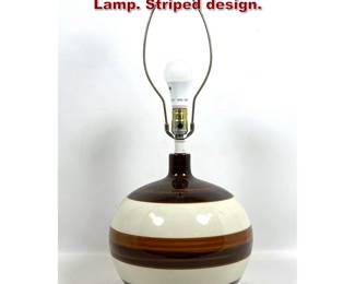 Lot 111 70s Mid Century Glazed Ceramic Lamp. Striped design.
