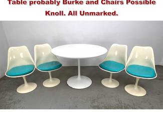 Lot 447 Saarinen Style Tulip Dining Set. Table probably Burke and Chairs Possible Knoll. All Unmarked. 