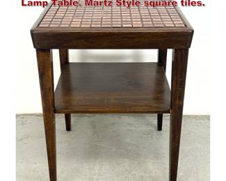 Lot 278 Mid Century Ceramic Tile Top Side Lamp Table. Martz Style square tiles. 