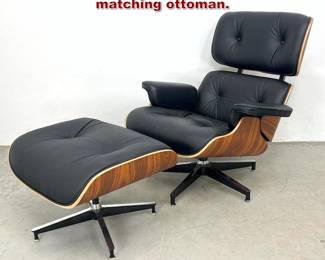 Lot 3 Eames style lounge chair and matching ottoman. 