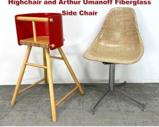 Lot 517 2pcs. Artek Bentwood Children s Highchair and Arthur Umanoff Fiberglass Side Chair