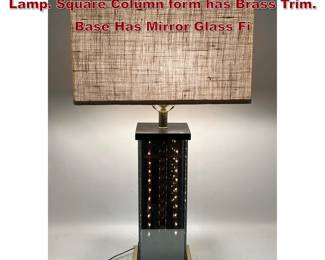 Lot 212 Light Up Infinity style Base Table Lamp. Square Column form has Brass Trim. Base Has Mirror Glass Fi