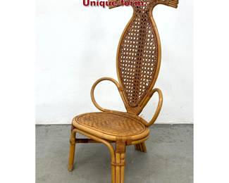 Lot 463 French Rattan Silent Butler Chair. Unique form. 