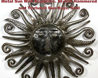 Lot 271 WINZOR GOUIN Haitian Hammered Metal Sun Wall Sculpture. Stylish Hammered and Textured Sun Rays. Smil