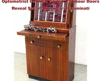 Lot 272 PAIDAR Vintage Art Deco Optometrist Cabinet. Stylish Tambour Doors Reveal Set of Optometry Examinati