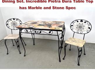 Lot 460 RICHARD H BAILEY Patio Garden Dining Set. Incredible Pietra Dura Table Top has Marble and Stone Spec