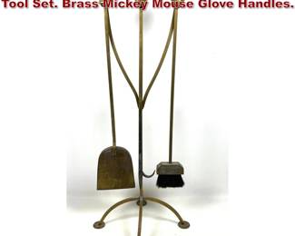 Lot 89 Brass Mickey Mouse Glove Fireplace Tool Set. Brass Mickey Mouse Glove Handles. 