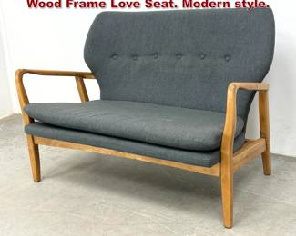 Lot 346 Contemporary Gray upholstered Wood Frame Love Seat. Modern style. 