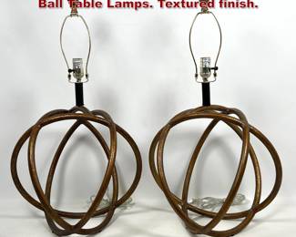 Lot 496 Pair of Decorative Intersecting rod Ball Table Lamps. Textured finish. 