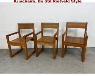 Lot 336 Set 3 Mid Century Swivel Back Oak Armchairs. De Stil Rietveld Style 