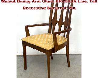 Lot 304 Single BROYHILL American Modern Walnut Dining Arm Chair. BRASILIA Line. Tall Decorative Backrest. Ma