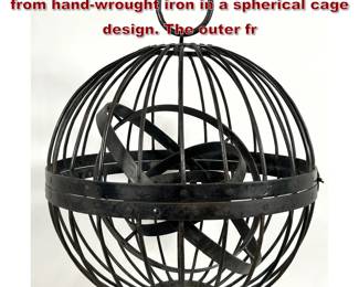 Lot 211 Ship s gimbal lantern is constructed from handwrought iron in a spherical cage design. The outer fr