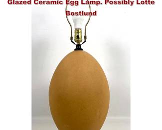 Lot 112 Vintage Mid Century Textured Glazed Ceramic Egg Lamp. Possibly Lotte Bostlund