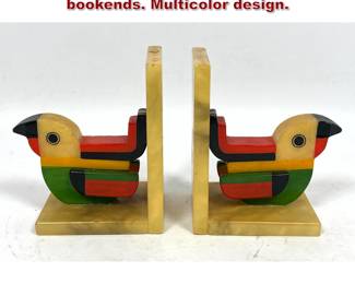 Lot 21 Italian Alabaster carved bird bookends. Multicolor design. 