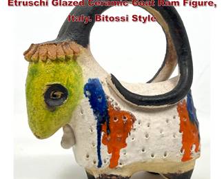 Lot 27 60s Vintage Ivo de Santis for Gli Etruschi Glazed Ceramic Goat Ram Figure, Italy. Bitossi Style