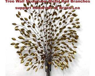 Lot 182 Mixed Metal Mid Century Modern Tree Wall Sculpture. Metal Rod Branches support Hundreds of Brass Lea