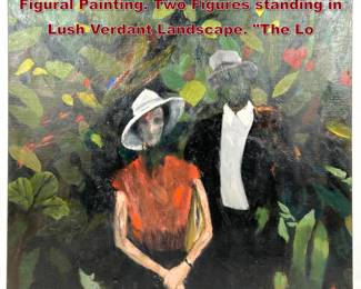 Lot 409 NORMAN RUBINGTON Modernist Figural Painting. Two Figures standing in Lush Verdant Landscape. The Lo