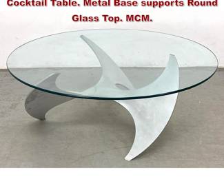 Lot 124 KNUT HESTERBERG Propeller Cocktail Table. Metal Base supports Round Glass Top. MCM. 