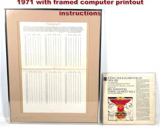Lot 177 John Cage computer composition 1971 with framed computer printout instructions 