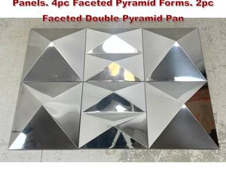 Lot 424 6 Chromed Finish Modernist Acrylic Panels. 4pc Faceted Pyramid Forms. 2pc Faceted Double Pyramid Pan