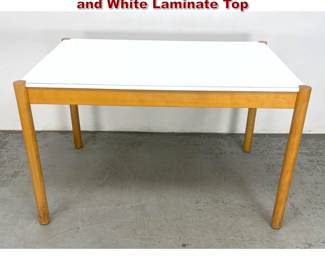 Lot 519 FDB Mobler Style Table, Birch Legs and White Laminate Top