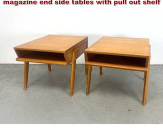 Lot 63 Pair John Keal for Brown Saltman magazine end side tables with pull out shelf