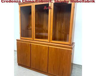 Lot 179 Danish Modern Teak 2 Part Credenza China Cabinet. Skovby Mobelfabrik AS.