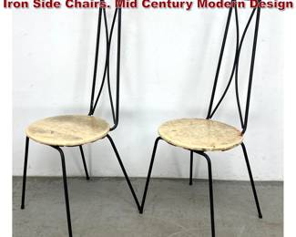 Lot 198 Pr IRONMASTERS Tall Back Hairpin Iron Side Chairs. Mid Century Modern Design