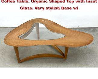 Lot 218 Mid Century Modern Boomerang Coffee Table. Organic Shaped Top with Inset Glass. Very stylish Base wi