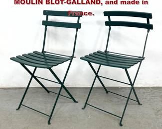 Lot 294 Pair Folding Bistro Chairs. RIGIDEX, MOULIN BLOTGALLAND, and made in France.