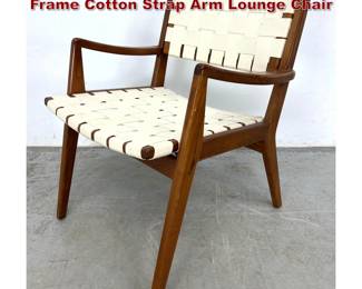 Lot 337 Jens Risom Mid Century Walnut Frame Cotton Strap Arm Lounge Chair