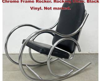 Lot 437 Milo Baughman Mid Century Modern Chrome Frame Rocker. Rocking Chair. Black Vinyl. Not marked. 