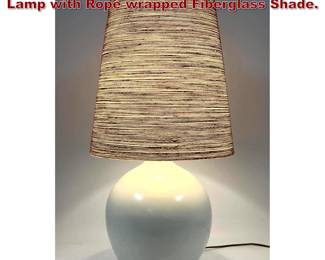 Lot 7 Gunnar and Lotte Bostlund Ceramic Lamp with Rope wrapped Fiberglass Shade.