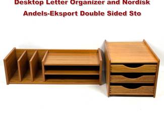 Lot 161 2pcs Vintage Danish Modern Teak Desktop Letter Organizer and Nordisk AndelsEksport Double Sided Sto